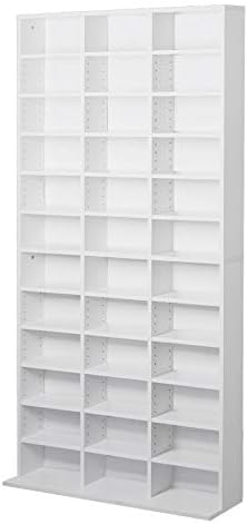 1116 CD/528 DVD Storage Shelf Rack Unit Adjustable Book Bluray Video Games(White)