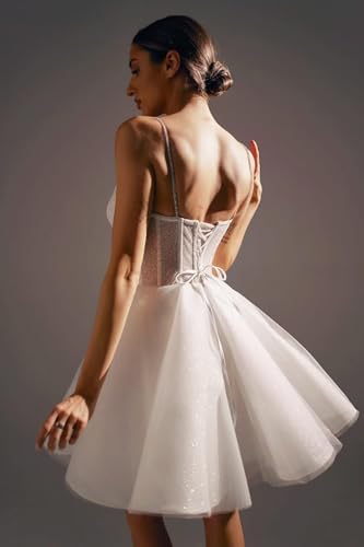 Women's Short Tulle Wedding Dress for Bride Vintage Mini Spaghetti Straps Wedding Dresses for Women2