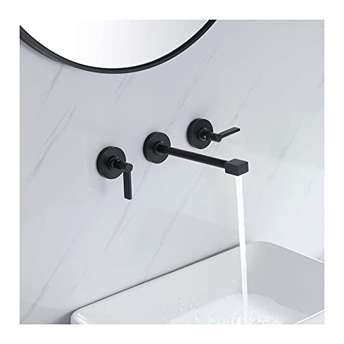 Robinet de lavabo de salle de bain encastrable mitigeur noir 3 trous en laiton
