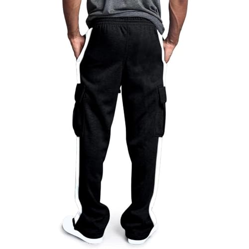 Sweatpants for Men Classic Color Block Stylish Running Sweatpants Teen Boys Drawstring Workout Joggers Multic Pockets2