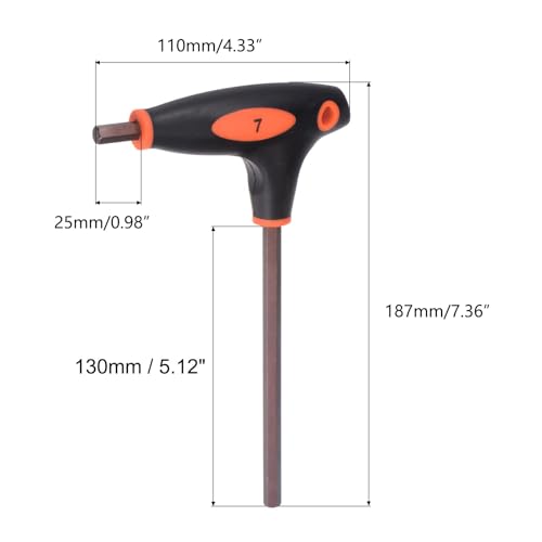 TOP-VIGOR 1Pcs 7mm Hex Key T-Handle, T Bar Dual End Wrench Spanner Allen Key for Home Repair and Mechanical Maintenance Metric S2 Steel - Image 2