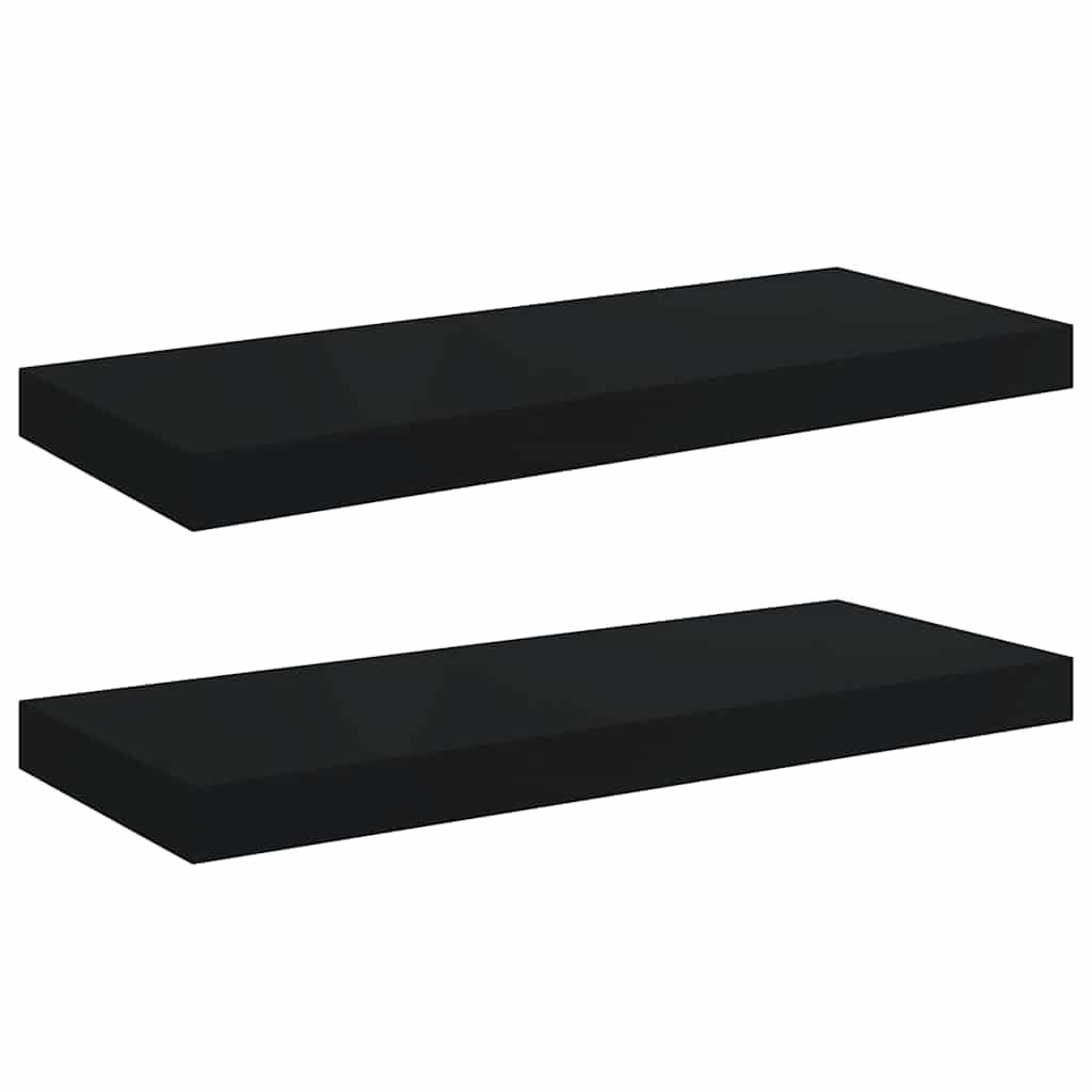 vidaXL 2x Floating Wall Shelves Display Storage Hanging Picture Rack Bookcase Shelving Living Room Bedroom Office Black 60x23.5x3.8 cm MDF — image 1