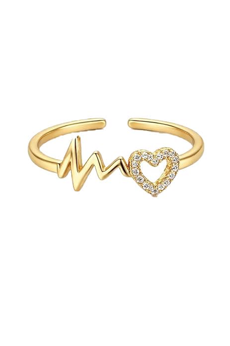 Adjustable Solitaire Crystal Ring for Women | Gold-Plated Open Band Ring with Round-Cut Stone & Side Sparkle | Elegant Wear Jewelry-image-21
