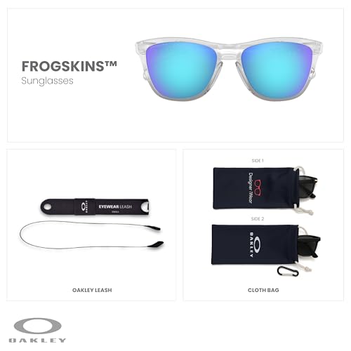 OAKLEY Frogskins (a) OO9245 Square Sunglasses for Men+ Bundle Accessory Leash Kit, Microfiber Pouch2