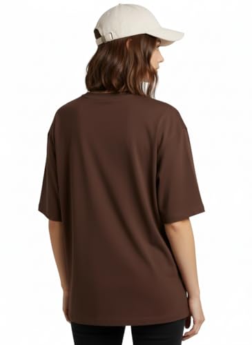 Image of LEOTUDE Women's cotton Oversized Fit Oversized Half Sleeve Tshirt, Round Neck Longline Drop Shoulder Solid T-Shirt