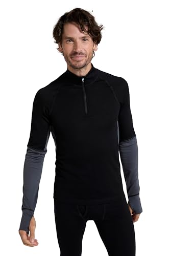 Mountain Warehouse Ultra Mens Merino Zip Neck Top Black S
