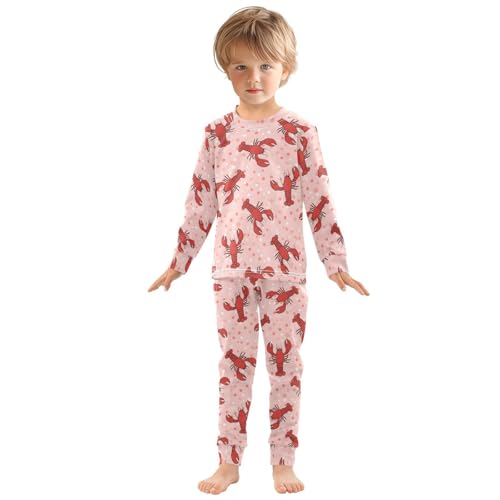 Pajama Sets Long Sleeve Red Lobster on Dot Soft Comfy Sleepwear 2 Piece PJS 3-8T2