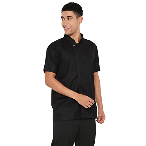 Image of Associated Uniforms Premium Plain Half sleeve Chef Coat (Chef Jacket - Smart Fit) (XXL-44, BLACK) B0B3XHTB82