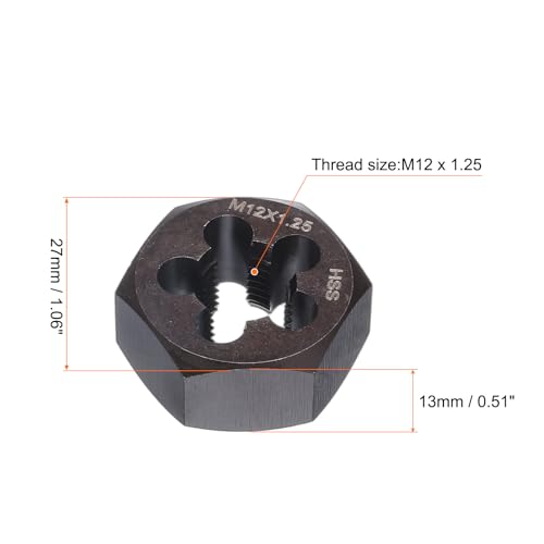 Troquel hexagonal M12 x 1.25 para reparar roscas métricas dañadas 2