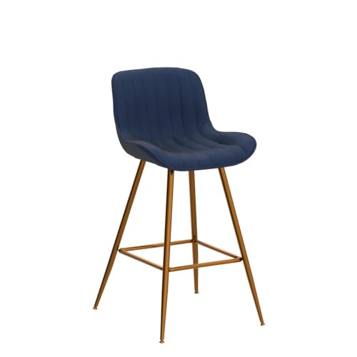 Image of Sidanli Blue Bar Stools Set of 2, 24 Inch Velvet Counter Height Bar Stools with Footrests, Modern Bar Chairs for Home, Kitchen Island, Dining Room