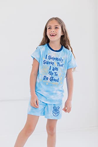 Harry Potter Gryffindor Hufflepuff Ravenclaw Slytherin Little Girls Pajama Shirt And Shorts Sleep Set Tie Dye Blue 7-8 #TOP1