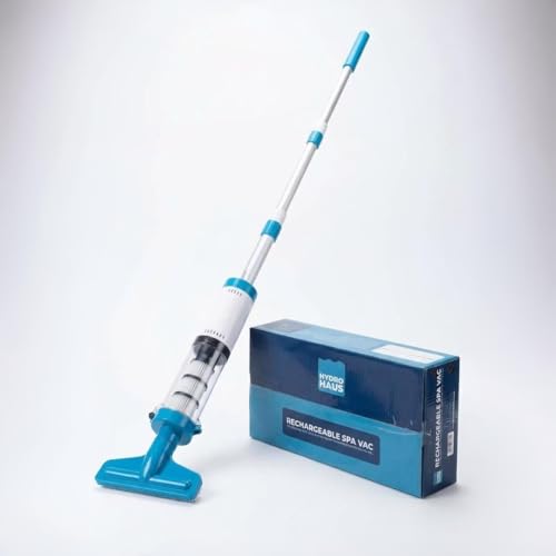 Hydro Haus Rechargeable Spa Vacuum Cordless Hot Tub Vacuum Cleaner with 19L/Min Suction 160cm Telescopic Handle & Reusable Filter | Pool Hoover for Hot Tubs Spas Inflatable & Small Pools