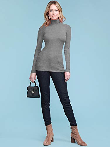Image of Lock and Love Women's Turtleneck Top Lightweight Long Sleeve Slim Fit Pullover, Soft Rayon Stretch Layering Basic, S-3XL