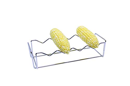 Juego de maíz Tablecraft anticaídas con estante de acero inoxidable y 4 pinchos BBQ4R 3