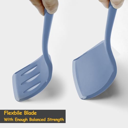 Image of Silicone Spatula Set, 600F Heat Resistant Silicone Spatula Turner Flipper for Cooking, Non Stick and Non Scratch Kitchen Utensils for Eggs & Pancakes, 4 Pack,Starry Blue