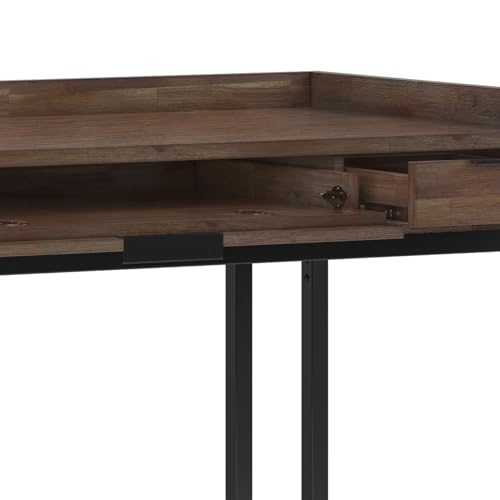 SIMPLIHOME Milverton SOLID WOOD and Metal 54 inch Wide Home Office Desk, Writing Table, Workstation, Study Table Furniture in Rustic Natural Aged Brown
