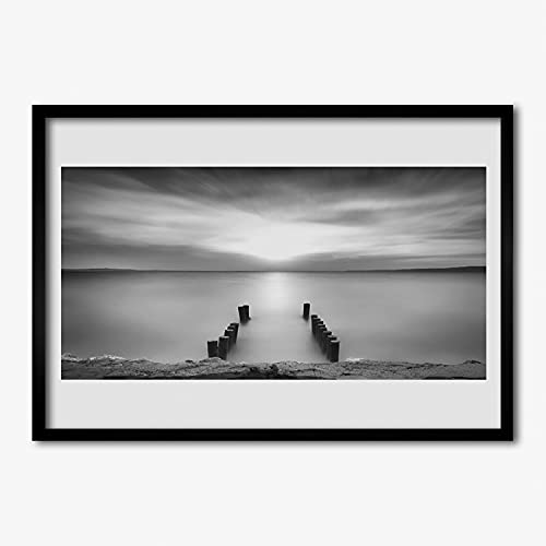 Cadre en MDF avec affiche encadrée 70x50 cm de paysage de mer premium