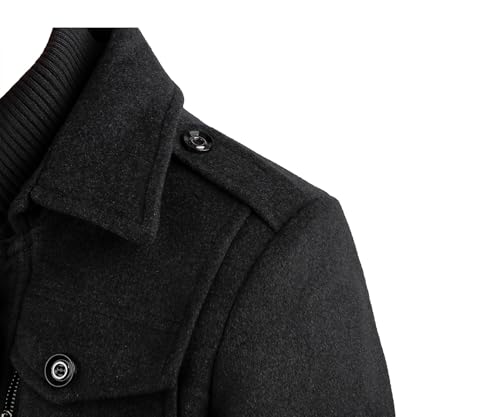 Image of APTRO Men's Pea Coat Wool Jacket Windbreaker Single Breasted Winter Coat
