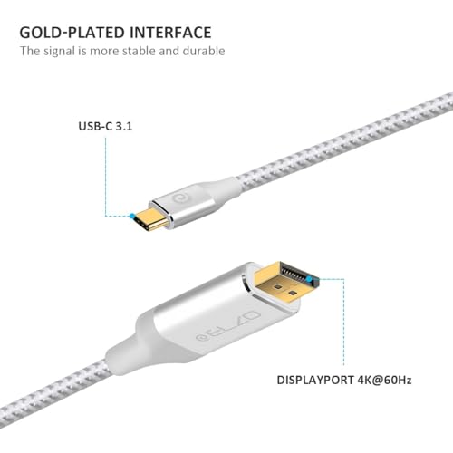 Image of INICIO USB C to DisplayPort Cable 1.8m, 4K@60Hz Type C to DP 1.2 Adapter Thunderbolt 3 /4 /5 Compatible For MacBook Pro Air iPad iPhone 17 16 XPS 13 /15 HP Spectre S26 S25 Ultra [Not HDMI]