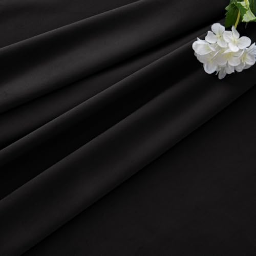 Image of MIULEE Velvet Curtains 50W x 96L 2 Panels Black Blackout Curtains | Luxury velvet fabric, pinch pleat design, back tab hooks, thermal insulated, blackout light blocking, for living room bedroom