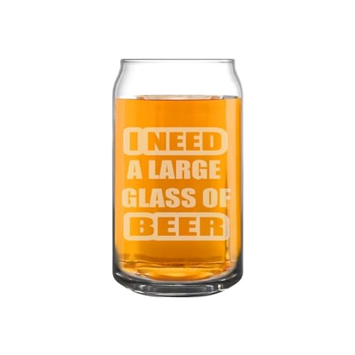 Flashideas Need Beer Can Shaped Drinking Glasses Set of 4 All-Purpose Beverage Cups Cute Drinking Glasses Base Cocktail, Water, Juice Glass Elegant Shaped Drinking Glasses is Ideal Gift