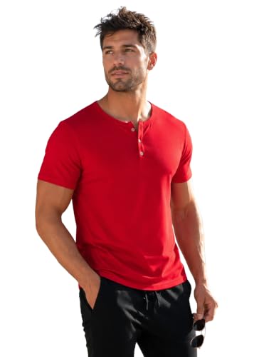 Image of London Hills T Shirt for Man | Men Henley Neck Tshirts | Tshirt Shirts Men | Gym T Shirts for Mens Workout T-Shirts for Man Cotton Stylish Henly Neck T Shirt Half Sleeve Regular Fit Solid Multicolour