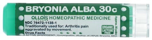 OLLOIS Bryonia Alba 30c Organic, Lactose-Free Homeopathic Medicine, 80 Pellets (Pack of 1)