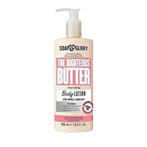 Soap & Glory Original Pink The Righteous Butter Moisturizing Body Lotion Pump – Shea Butter, Vitamin E & Aloe Vera Vegan Body Moisturizer – Rose & Bergamot Scented Lotion (500ml)