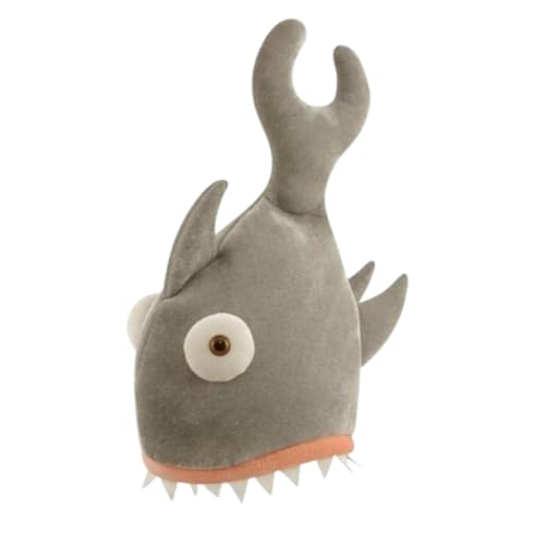 Andinus Sombrero de Tiburón de Peluche Gris 29x42 cm para Adultos – Gorro de Animal, Accesorio Divertido para Fiestas, Carnaval, Disfraces, Eventos Temáticos y Actividades al Aire Libre