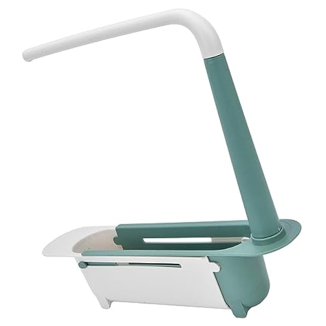Telescopic Sink Storage Rack, Large Capacity Adjustable Sink Organizer for Kitchen with Drain Holes, Ventilation Design, Easy Disassemble Wash for Daily, 2KG Bear (Green)