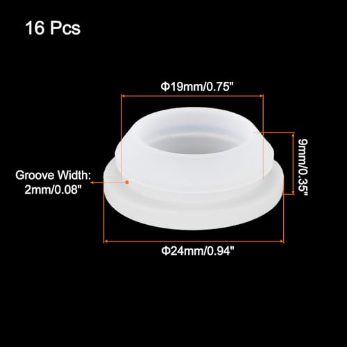Image of MECCANIXITY 16pcs Silicone Snap in Locking Hole Plugs,19mm /0.7 Inch Mounting Diameter Narrow Groove Width 2mm Panel Seal Cover Round for Kitchen Bulkheads Waterproof Sealing Plugs Clear