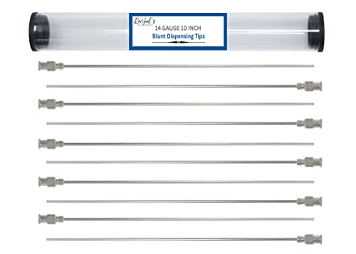 Rachel's Closeouts 10 packs of 14 Gauge Needle 1 inch Stainless Steel Blunt Tip Needle Dispensing Needle Luer Lock Tips Needle -Industrial Needles for Ink Cartridges,Glue,Syringes,Woodworking