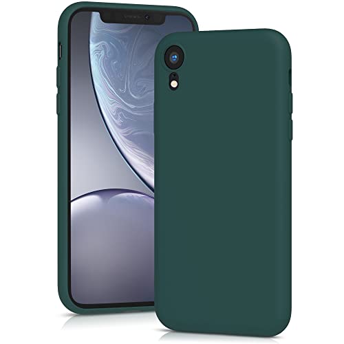 YATWIN Silicone Case for iPhone XR Soft-Touch Shockproof DustProof Antiskid Full Body Armour Phone Cover for Apple iPhone XR - Dark Green
