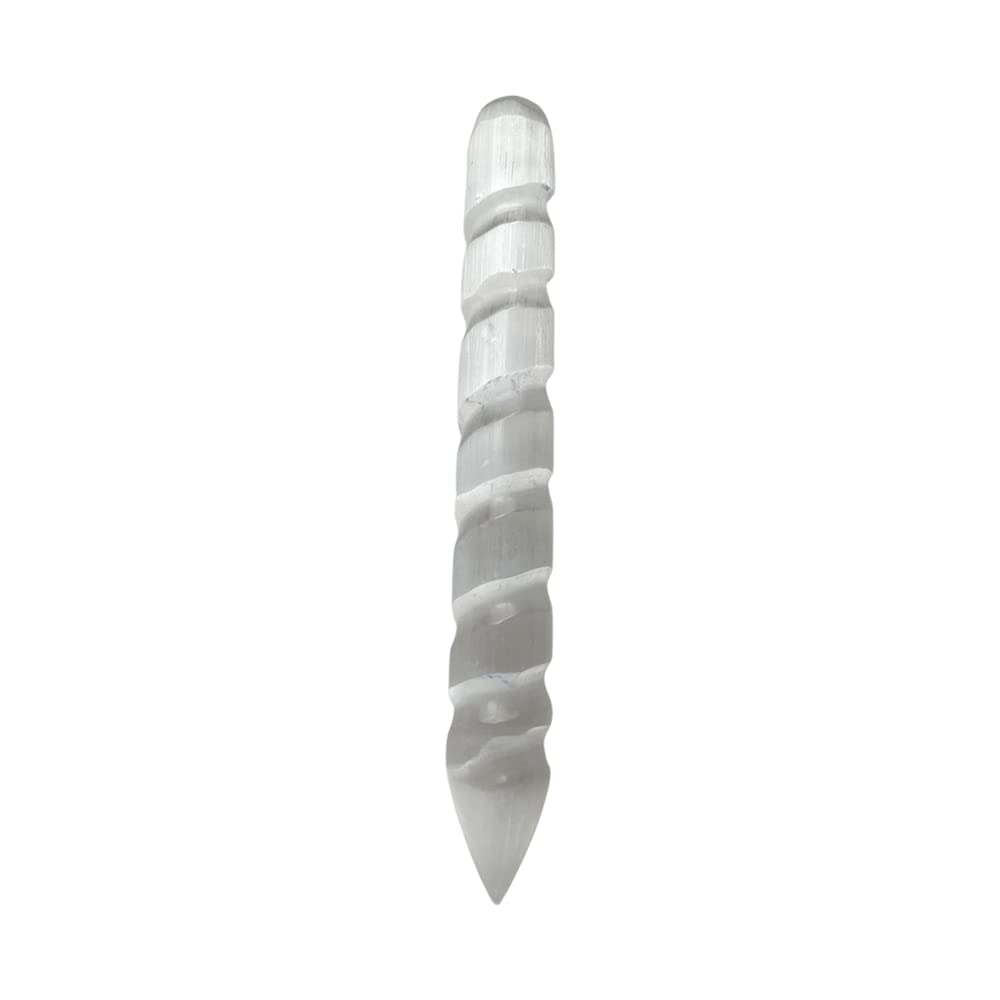 VIE Selenite Spiral Pointed Wand, 12cm