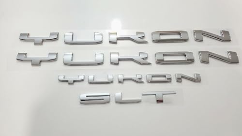 Image of 4Pcs Kit Yukon SLT Letters Emblem 3D Door Rear Nameplate Badge Decal Sticker Yukon XL Replacement for 2021-2023 Yukon SLT (Chrome)