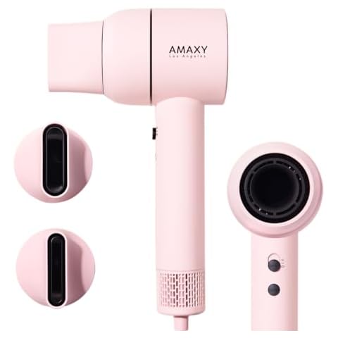 AMAXY Salon Quality Negative Ionics Hair Dryer | Powerful Speed with Less Noise, Premium Quality, Get Smooth, Frizz Free Finish, 2 Magnetic Nozzles, No Heat Damage (Gift Box) Cover