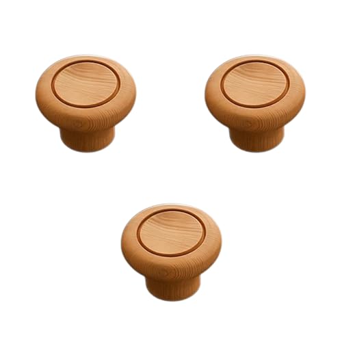 Image of 3 Piece Drawer Knobs for Kitchen- Door Knob for Cabinet, Cupboard & Dresser |Material-Steam Beech Wood, Natural Wood Finis| - 1.5 Inch-| 3 Years Warranty |