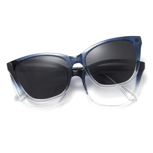Image of Cyxus Cat Eye Magnetic Clip-On Sunglasses Women Polarized Blue Light Blocking UV400 Protection P1221