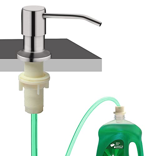 Comparison: Best Built In Soap Dispenser For Kitchen Sink 4 Soap Dispenser for Kitchen Sink, Built in Sink Soap Dispenser (Brushed Nickel), Countertop Soap Dispenser Pump with 47" Extension Tube kit, No Need to Fill Little Bottle Again (Longer Thread Shaft)
