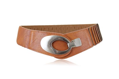 irisaa breiter Damen Gürtel Elastischer Taillengürtel Hüftgürtel Stretch Gürtel mit Hakenverschluss Damen Taillengürtel 2020:Braun Damen Taillengürte Größe:ONE SIZE