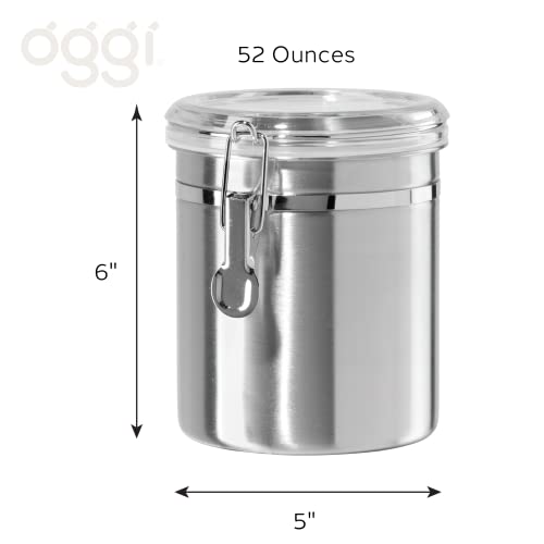 Oggi Stainless Steel Kitchen Canister 52 fl oz - Airtight Clamp Lid, Clear See-Thru Top - Ideal for Kitchen Storage, Food Storage, Pantry Storage. Large Size 5" x 6". - Image 6