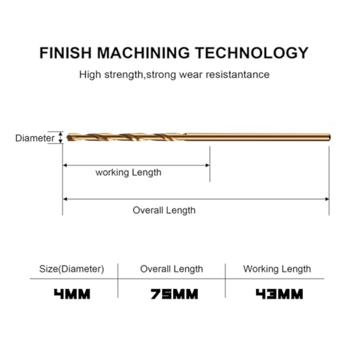4mm Cobalt Drill Bits - 13 Pack of M35 Cobalt Drill Bits with Storage Case - Perfect Metric Drill Bits for Metal, Hardened & Stainless Steel, Cast Iron, and More!
