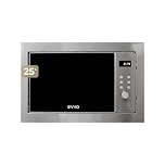 EVVO Microondas Integrable Mi35 Inox - 25 Litros, Horno Microondas Multifunción, Función Grill, 1000W, Display Digital, Bloqueo Infantil y Temporizador de 60 Minutos, Acero Inoxidable