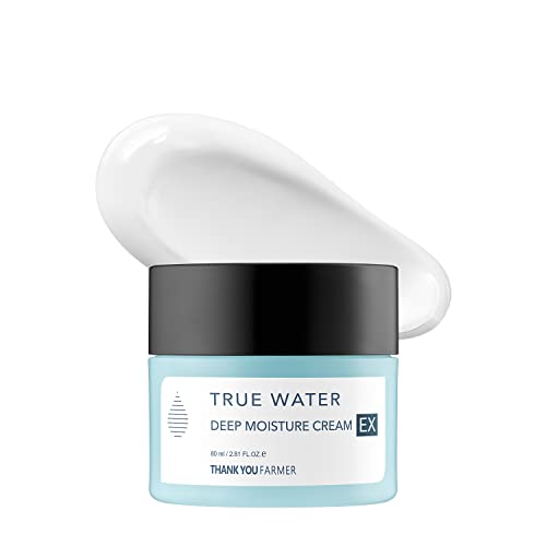 THANKYOU FARMER True Water Deep Moisture Cream EX - Hyaluronic Acid Moisturizer, Ceramide, Panthenol, Dermatologist Tested Korean Moisturizer for Face, Fragrance-free, 2.81 Fl Oz (80ml)