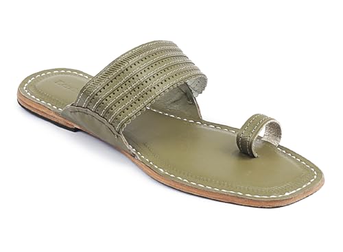 Image of KORAKARI Mens Kolhapuri Chappal, Handcrafted Sandal, Smooth and Comfortable Flip Flops Slipper Anti Slip Design Genuine Leather Traditional Footwear.