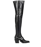 ★ Altura del talón: 5 cm. Botas Mosqueteras para Mujer, Sexy Muslo Tacón Alto Tacón Grueso 5 Cm De Ancho Tubo Botas De Invierno Cremallera Lateral para Trabajo Diario, Ocio, Fiesta,Negro,44EU