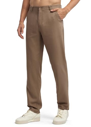 Image of Willit Men's Linen Pants Casual Linen Dress Pants Beach Summer Lightweight Trousers 28 inch 30 inch 32 inch