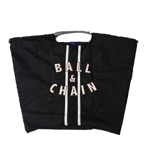 [Ball & Chain] ボールアンドチェーン 正規品 Lサイズ LINE ライン 縦線 無地 ショッピングバッグ エコバッグ 301137 (BLACK, L)のサムネイル