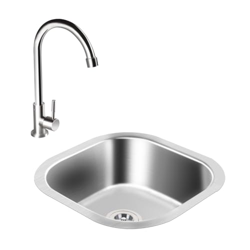 Fregadero de cocina de acero inoxidable moderno con 1 cuenco integrado, ideal para lavar a mano y limpiar bares, duradero y fácil de instalar