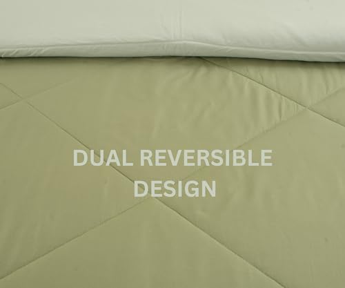 Image of Galaxy Home Decor Premium Microfibre Reversible Comforter | Ultra-Soft, Lightweight & All-Season Warm Quilt | Cozy AC Blanket for Double Bed 90 inch x 100 inch | 220 GSM, Olive Green & Sage Green